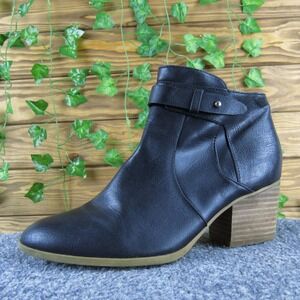 Baretraps Nanette‎ Women 8.5 Black Synthetic Block Heel Ankle Boots Zip Strap